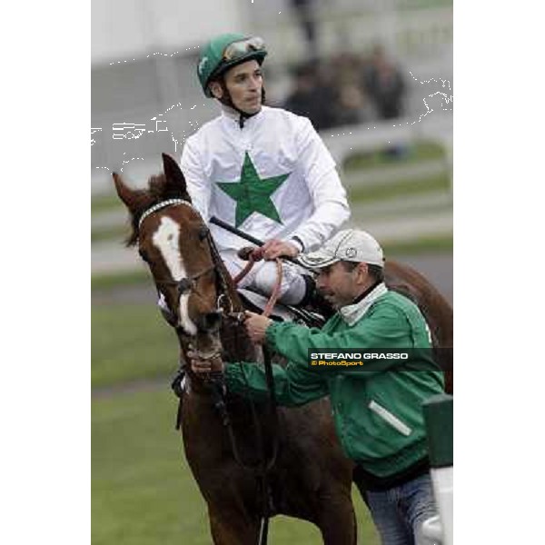 Federico Bossa returns home on Indian Drawn after winning the Premio Vignate Milano - San Siro racecourse,18th march 2012 ph.Stefano Grasso