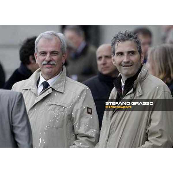 on.Roberto Mura and Francesco Bruto in the winner enclosure of San Siro galopp Milano - San Siro racecourse,18th march 2012 ph.Stefano Grasso