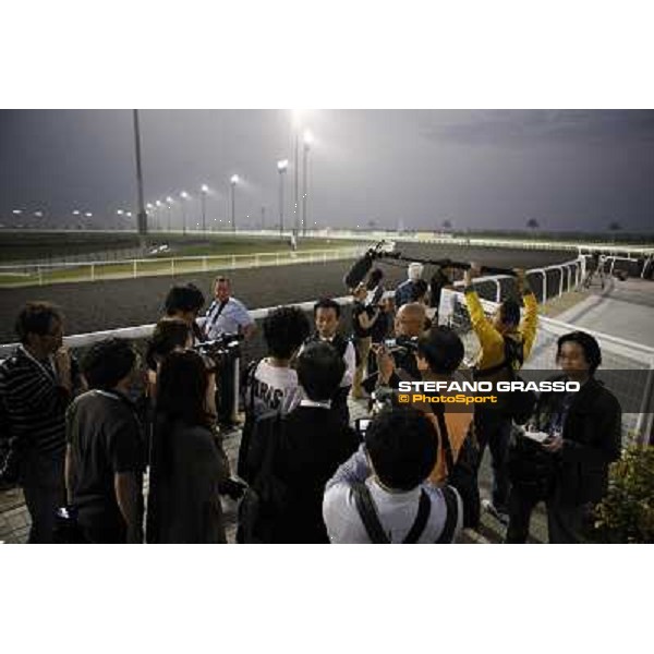 Hideaki Fujiwara trainer of Einshin Flash morning track works at Meydan Dubai, 28th march 2012 ph.Stefano Grasso