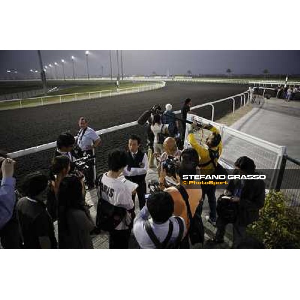 Hideaki Fujiwara trainer of Einshin Flash morning track works at Meydan Dubai, 28th march 2012 ph.Stefano Grasso