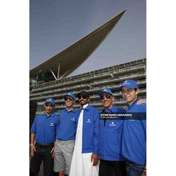 Frankie Dettori poses with Silvestre De Sousa,Kerrin McEvoy,Ahmed Aytebi and Mickael Barzalona Dubai, Meydan racecourse - 29th march 2012 ph.Stefano Grasso