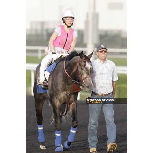 Morning track works - Chantal Sutherland on The Factor Dubai, Meydan racecourse - 30th march 2012 ph.Stefano Grasso