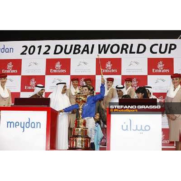 Prize giving ceremony of the Dubai World Cup - H.H.Sheikh Mohammed bin Rashid Al Maktoum and Mickael Barzalona Dubai - Meydan racecourse 31st march 2012 ph.Stefano Grasso