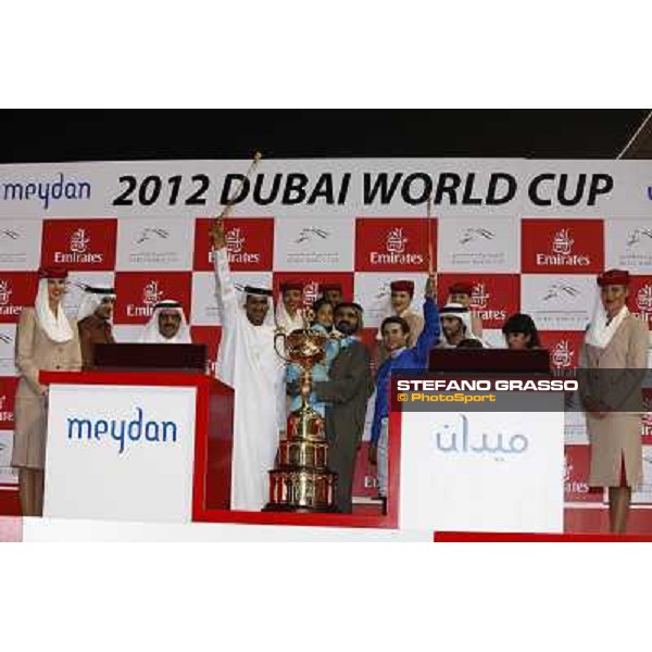 Prize giving ceremony of the Dubai World Cup - H.H.Sheikh Mohammed bin Rashid Al Maktoum and Mickael Barzalona Dubai - Meydan racecourse 31st march 2012 ph.Stefano Grasso