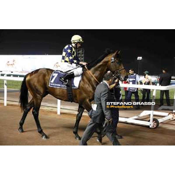 Dubai World Cup - Ryan Moore on Jakkalberry before the start of the Dubai Sheem Classic Dubai - Meydan racecourse 31st march 2012 ph.Stefano Grasso