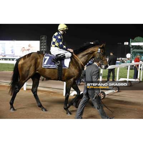 Dubai World Cup - Ryan Moore on Jakkalberry before the start of the Dubai Sheem Classic Dubai - Meydan racecourse 31st march 2012 ph.Stefano Grasso