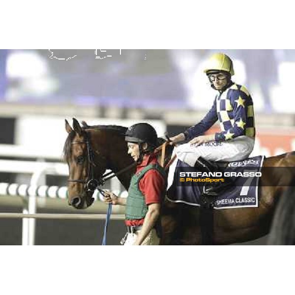 Dubai World Cup - Ryan Moore on Jakkalberry before the start of the Dubai Sheem Classic Dubai - Meydan racecourse 31st march 2012 ph.Stefano Grasso