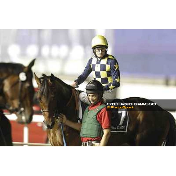 Dubai World Cup - Ryan Moore on Jakkalberry before the start of the Dubai Sheem Classic Dubai - Meydan racecourse 31st march 2012 ph.Stefano Grasso