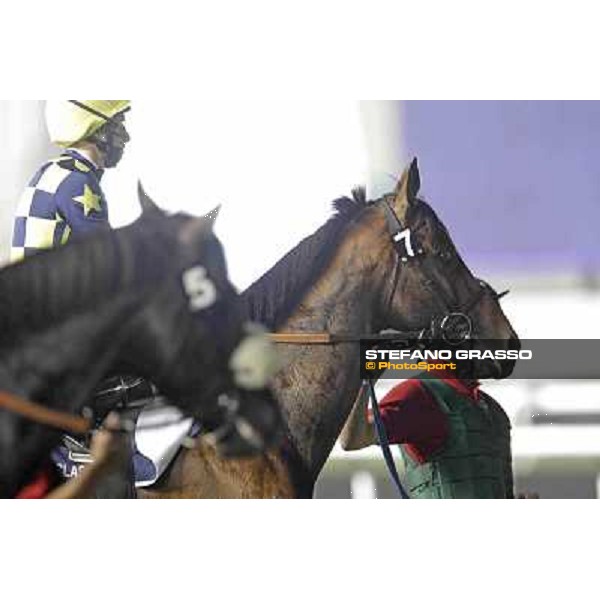 Dubai World Cup - Ryan Moore on Jakkalberry before the start of the Dubai Sheem Classic Dubai - Meydan racecourse 31st march 2012 ph.Stefano Grasso