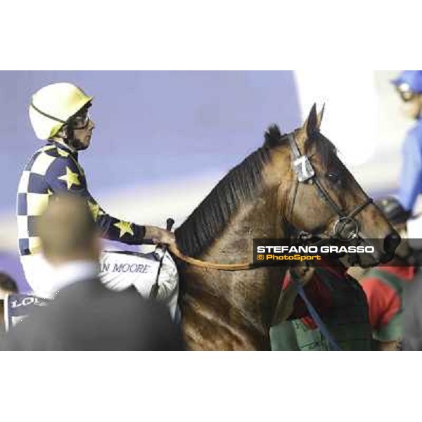 Dubai World Cup - Ryan Moore on Jakkalberry before the start of the Dubai Sheem Classic Dubai - Meydan racecourse 31st march 2012 ph.Stefano Grasso