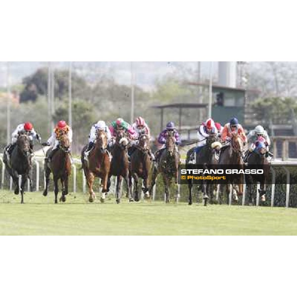 Fabio Branca on Airspace goes to win the Premio Le Moss Rome - Capannelle Racecourse, 6th april 2012 ph.Stefano Grasso