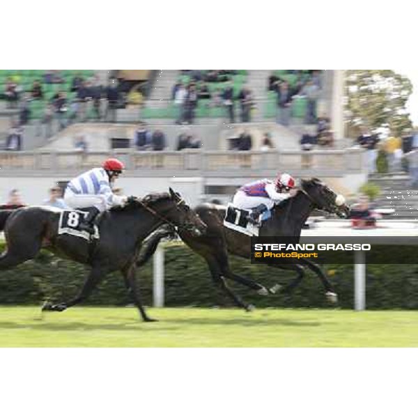 Fabio Branca on Airspace wins the Premio Le Moss beating Marvi Thunders Rome - Capannelle Racecourse, 6th april 2012 ph.Stefano Grasso