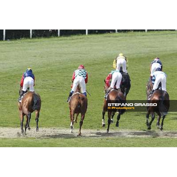 A group of horses after the post Rome - Capannelle racecourse, 9th april 2012 photo Stefano Grasso