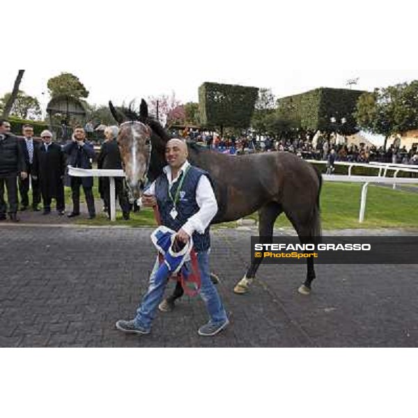 Sergio Scarpellini looks Dark Ray parading after winning the Premio Torricola Rome - Capannelel racecourse, 9th april 2012 photo Stefano Grasso