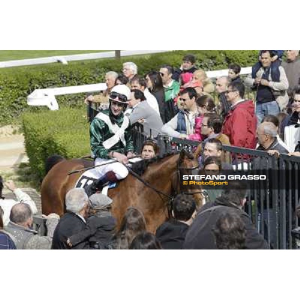 Fabio Branca, Cristiana Brivio and Wedding Fair return home after winning the Premio The Minstrel Rome - Capannelle racecourse, 9th april 2012 photo Stefano Grasso