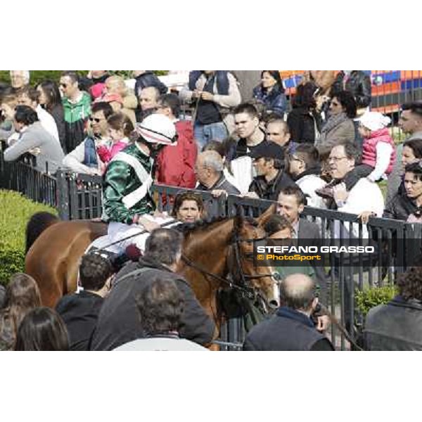 Fabio Branca, Cristiana Brivio and Wedding Fair return home after winning the Premio The Minstrel Rome - Capannelle racecourse, 9th april 2012 photo Stefano Grasso