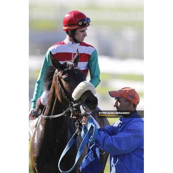 Fabio Branca on Last Night Show after winning the Premio Seregno Milano - San Siro galopp racecourse, 8th april 2012 photo Stefano Grasso