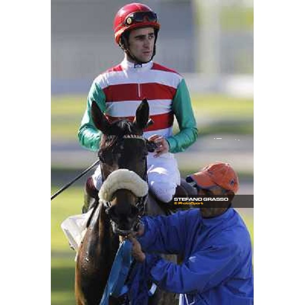 Fabio Branca on Last Night Show after winning the Premio Seregno Milano - San Siro galopp racecourse, 8th april 2012 photo Stefano Grasso