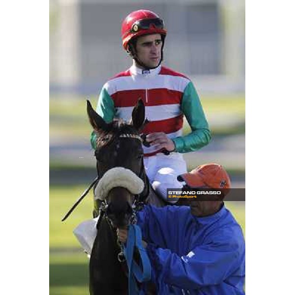 Fabio Branca on Last Night Show after winning the Premio Seregno Milano - San Siro galopp racecourse, 8th april 2012 photo Stefano Grasso