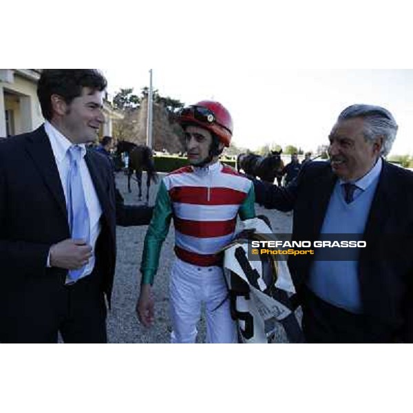 Stefano Botti with Fabio Branca and Giuseppe Botti Milano - San Siro galopp racecourse, 8th april 2012 photo Stefano Grasso