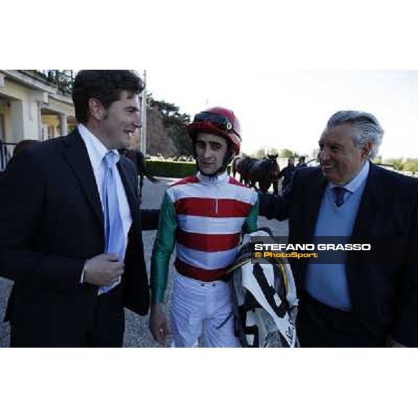 Stefano Botti with Fabio Branca and Giuseppe Botti Milano - San Siro galopp racecourse, 8th april 2012 photo Stefano Grasso