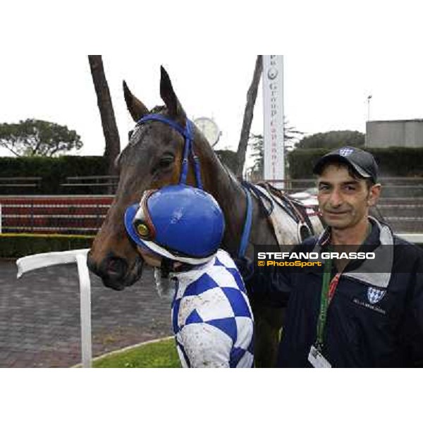 Cristian Demuro and Noble Hachy after winning the Premio Carlo Chiesa Rome - Capannelle racecourse, 15th april 2012 photo Stefano Grasso