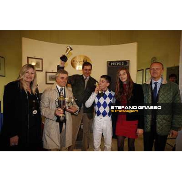 prize giving ceremony for Andrea Scarpellini,Luigi Riccardi and Cristian Demuro after winning the Premio Carlo Chiesa Rome - Capannelle racecourse, 15th april 2012 photo Stefano Grasso