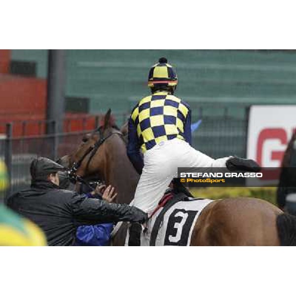 Stefano Botti, Fabio Branca and Belly to Belly in the paddock before the Premio Carlo Chiesa Rome - Capannelle racecourse, 15th april 2012 photo Stefano Grasso