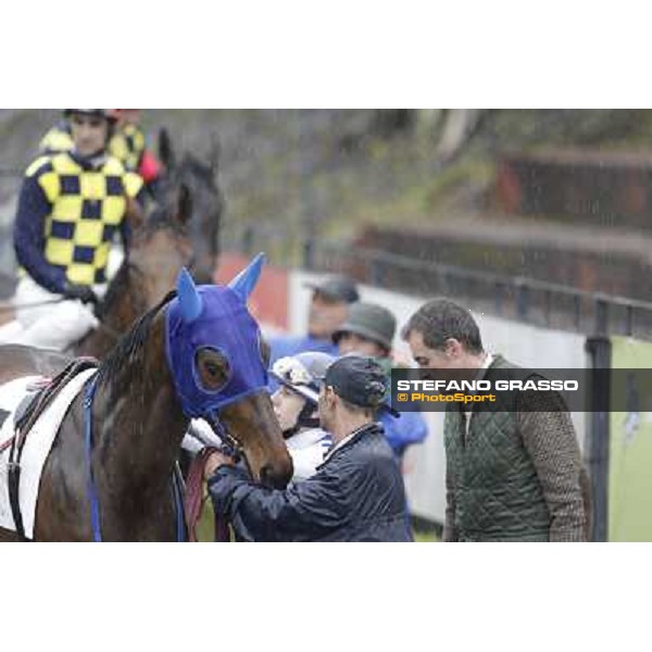 Luigi Riccardi, Cristian Demuro and Noble Hachy in the paddock before the Premio Carlo Chiesa Rome - Capannelle racecourse, 15th april 2012 photo Stefano Grasso