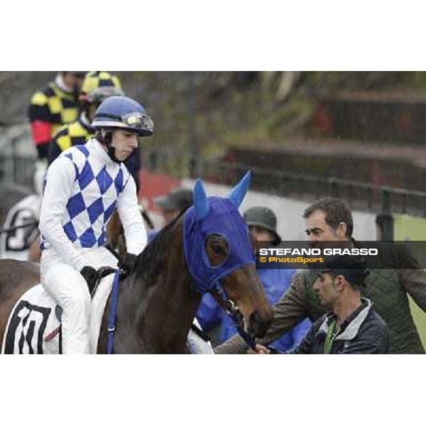 Luigi Riccardi, Cristian Demuro and Noble Hachy in the paddock before the Premio Carlo Chiesa Rome - Capannelle racecourse, 15th april 2012 photo Stefano Grasso