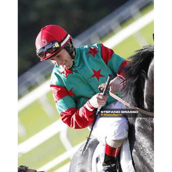 Mirco Demuro and Sopran Montieri return home after winning the Premio Rovato. Milano - San Siro galopp racecourse, 22nd april 2012 photo Stefano Grasso