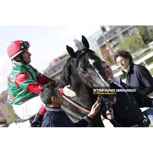 Sopran Montieri and Mirco Demuro before winning the Premio Rovato Milano - San Siro galopp racecourse, 22nd april 2012 photo Stefano Grasso