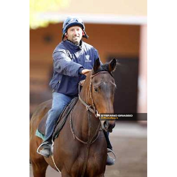 Noble Hachy with Tiziano Mele up prepares for the morning works Rome - Luigi Riccardi\'s racing stable, 24th april 2012 ph.Stefano Grasso