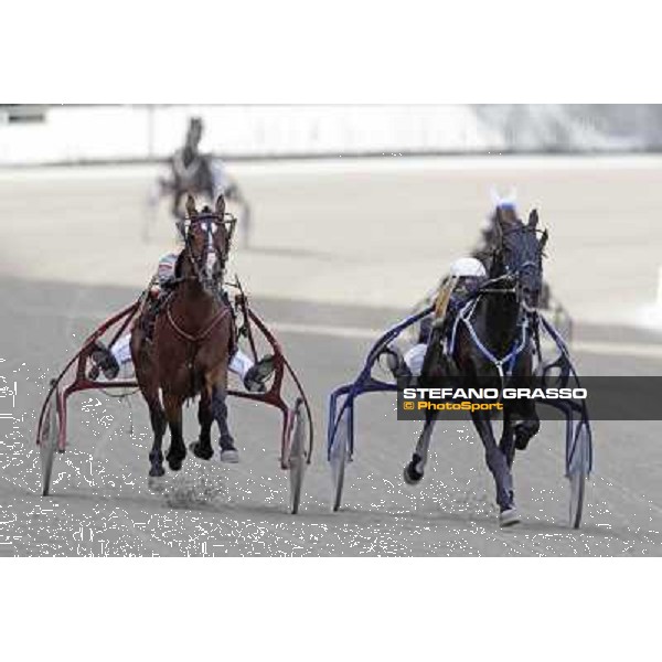 Pietro Gubellini with Owen Cr and Enrico Bellei with Obama Gar Milano - San Siro trot racecourse, 25th april 2012 ph.Stefano Grasso