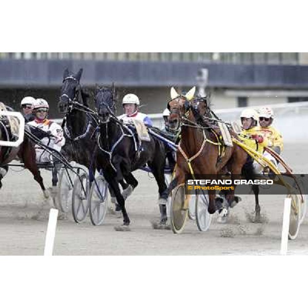 Giuseppe Lombardo jr. with Orleans Om and Enrico Bellei with Obama Gar Milano - San Siro trot racecourse, 25th april 2012 ph.Stefano Grasso