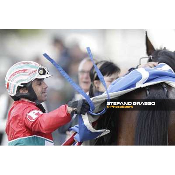 Pietro Gubellini after winning the Gran Premio d\'Europa Milano - San Siro trot racecourse, 25th april 2012 ph.Stefano Grasso