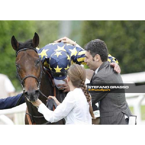 Alessandro Botti congratulates with Fabio Branca on Malossol after winning the Premio Parioli Rome Capannelle racecourse, 29th april 2012 ph.Stefano Grasso