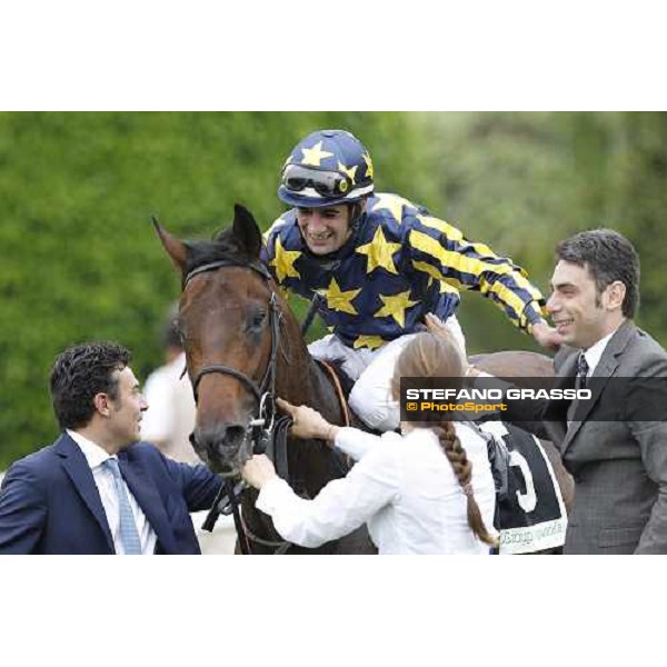 Alessandro Botti and Endo Botti congratulate with Fabio Branca on Malossol after winning the Premio Parioli Rome Capannelle racecourse, 29th april 2012 ph.Stefano Grasso