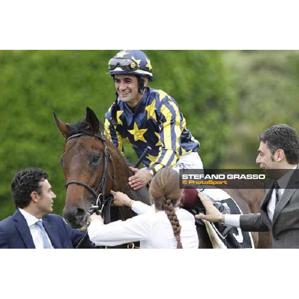 Alessandro Botti and Endo Botti congratulate with Fabio Branca on Malossol after winning the Premio Parioli Rome Capannelle racecourse, 29th april 2012 ph.Stefano Grasso