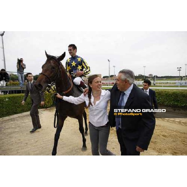 the winning connection of Premio Parioli- Giuseppe,Alessandro Botti and Endo Botti with Fabio Branca on Malossol after winning the Premio Parioli Rome Capannelle racecourse, 29th april 2012 ph.Stefano Grasso