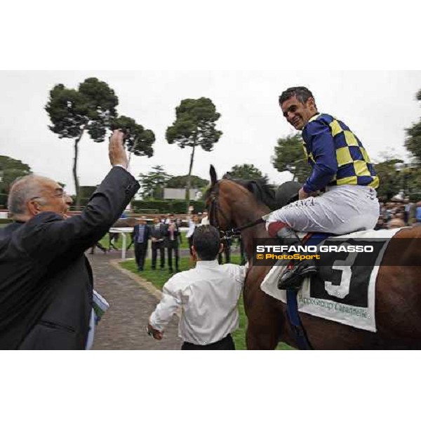 Felice Villa congratulates with Fabio Branca returning home on Cherry Collect after winning the Premio Regina Elena Rome Capannelle racecourse, 29th april 2012 ph.Stefano Grasso