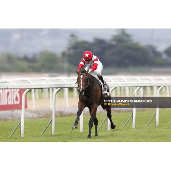 Gabriele Bietolini on Real Solution goes to win the Premio Botticelli Rome Capannelle racecourse, 29th april 2012 ph.Stefano Grasso