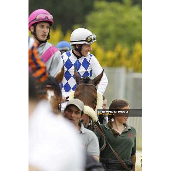 Mirco Demuro on Principe Adepto after winning the Premio Signorino-Mem.Alessandro Lancellotti Rome - Capannelle racecourse, 29th apri l2012 ph.Stefano Grasso