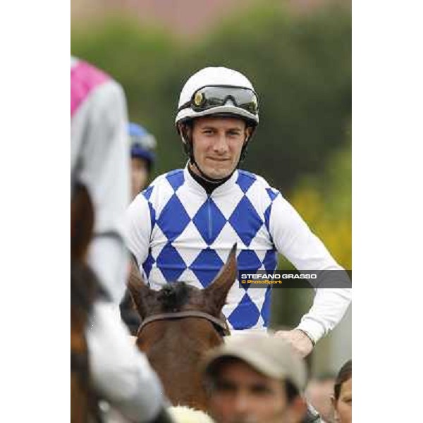 Mirco Demuro on Principe Adepto after winning the Premio Signorino-Mem.Alessandro Lancellotti Rome - Capannelle racecourse, 29th apri l2012 ph.Stefano Grasso