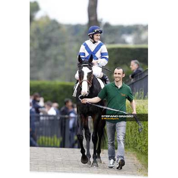 Mirco Demuro on Vedelago enters the track before the start of the Premio Parioli Rome - Capannelle racecourse, 29th april 2012 ph.Stefano Grasso