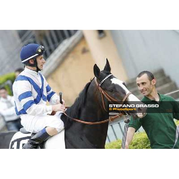 Mirco Demuro on Vedelago enters the track before the start of the Premio Parioli Rome - Capannelle racecourse, 29th april 2012 ph.Stefano Grasso