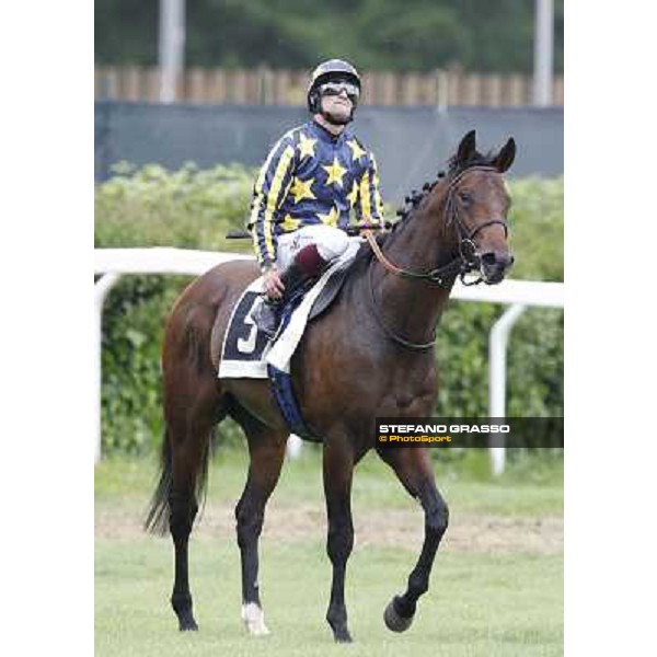 Fabio Branca on Malossol after winning the Premio Parioli. Rome - Capannelle racecourse, 29th april 2012 ph.Stefano Grasso