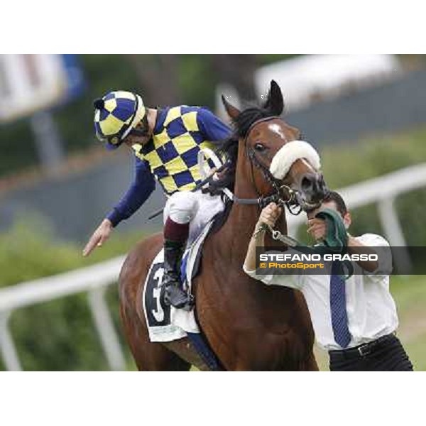 Fabio Branca on Cherry Collect celebrates after winning the Premio Regina Elena Rome - Capannelle racecourse, 29th april 2012 ph.Stefano Grasso