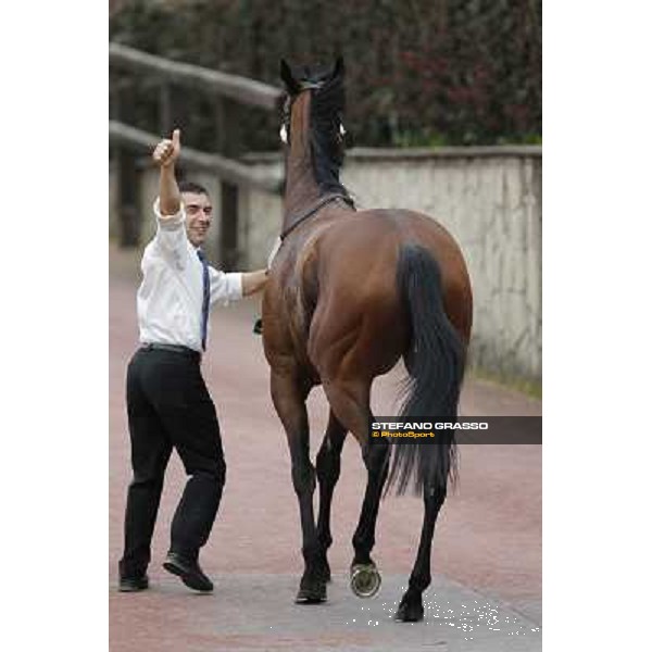 Jonathan Bacci and Cherry Collect returns home after winning the Premio Regina Elena Rome - Capannelle racecourse, 29th april 2012 ph.Stefano Grasso