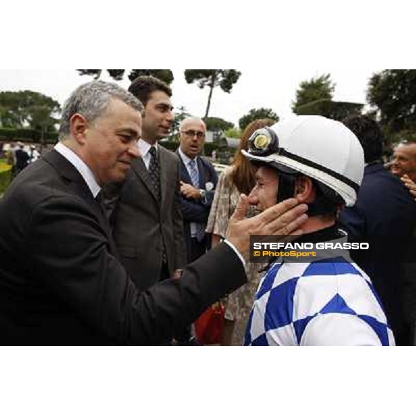 Andrea Scarpellini and Mirco Demuro after winning the Premio Signorino Rome - Capannelle racecourse, 29th april 2012 ph.Stefano Grasso